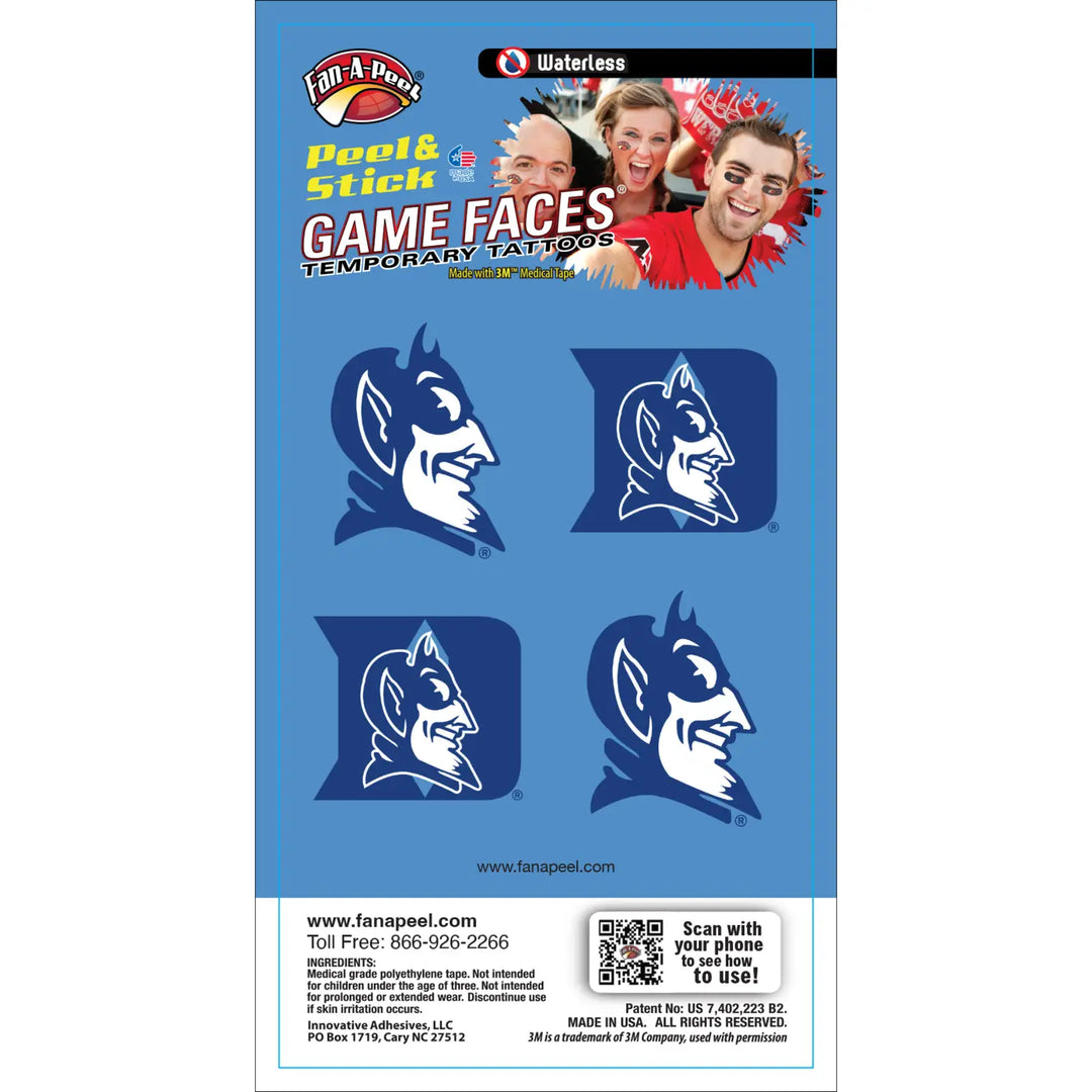 Duke Game Faces Temporary Tattoo