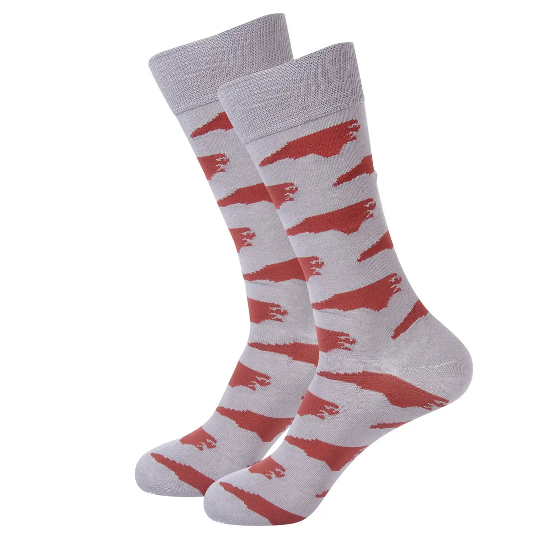 Maroon and Grey NC Socks