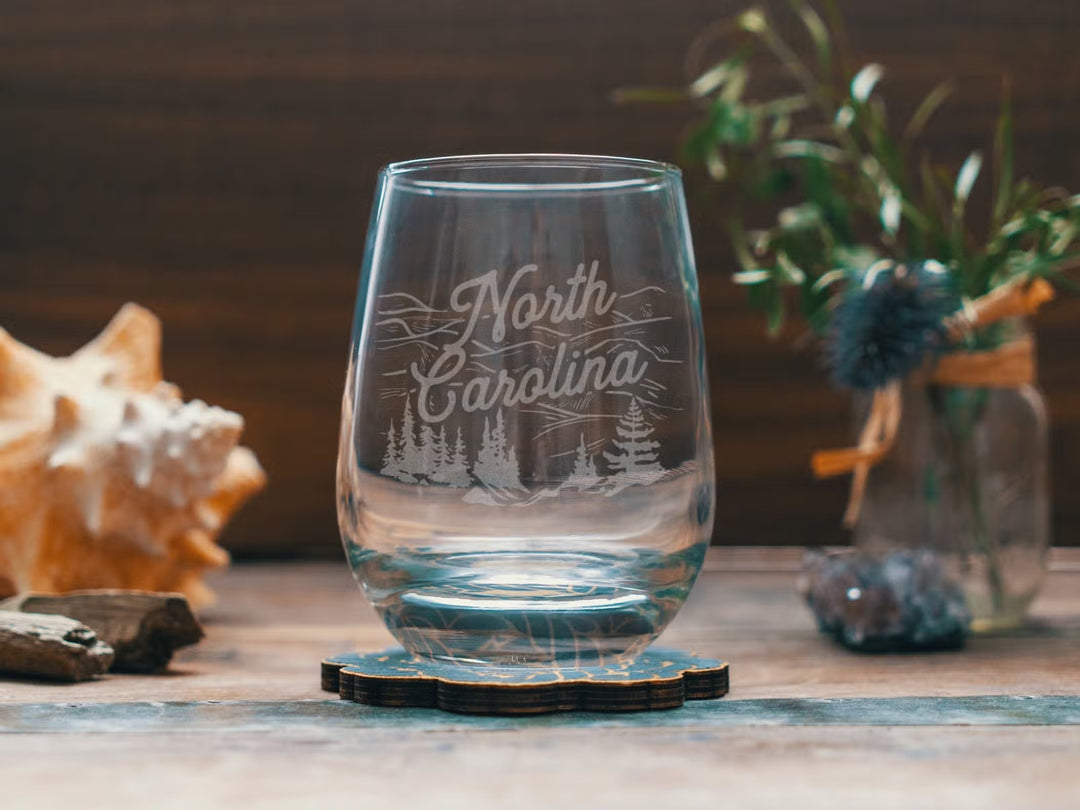 North Carolina Wine Glass