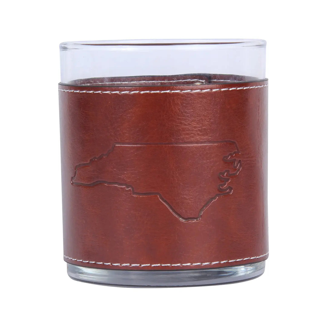 NC Leather Rocks Glass