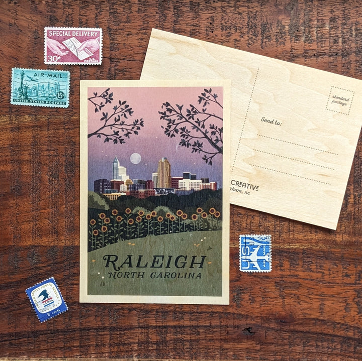Raleigh Wooden Postcard