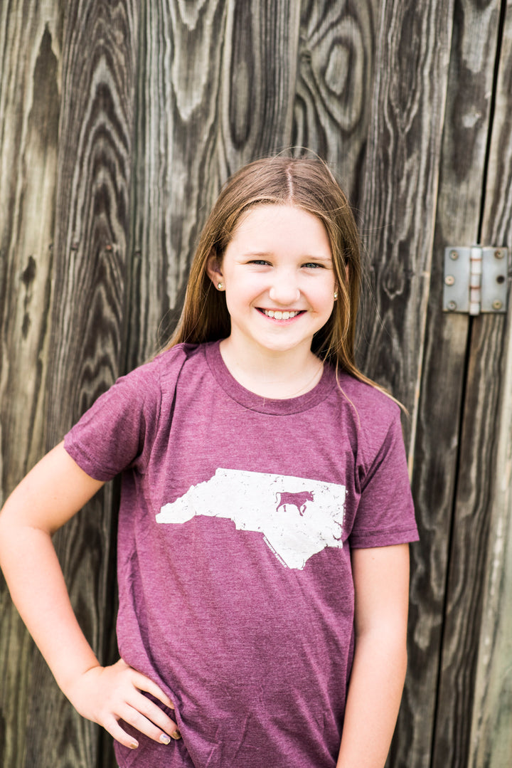 State with Bull Youth T-Shirt #28 (Maroon)