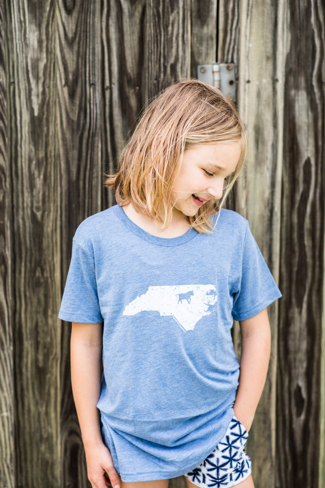 State with Bull Youth T-Shirt #28 (Blue Triblend)