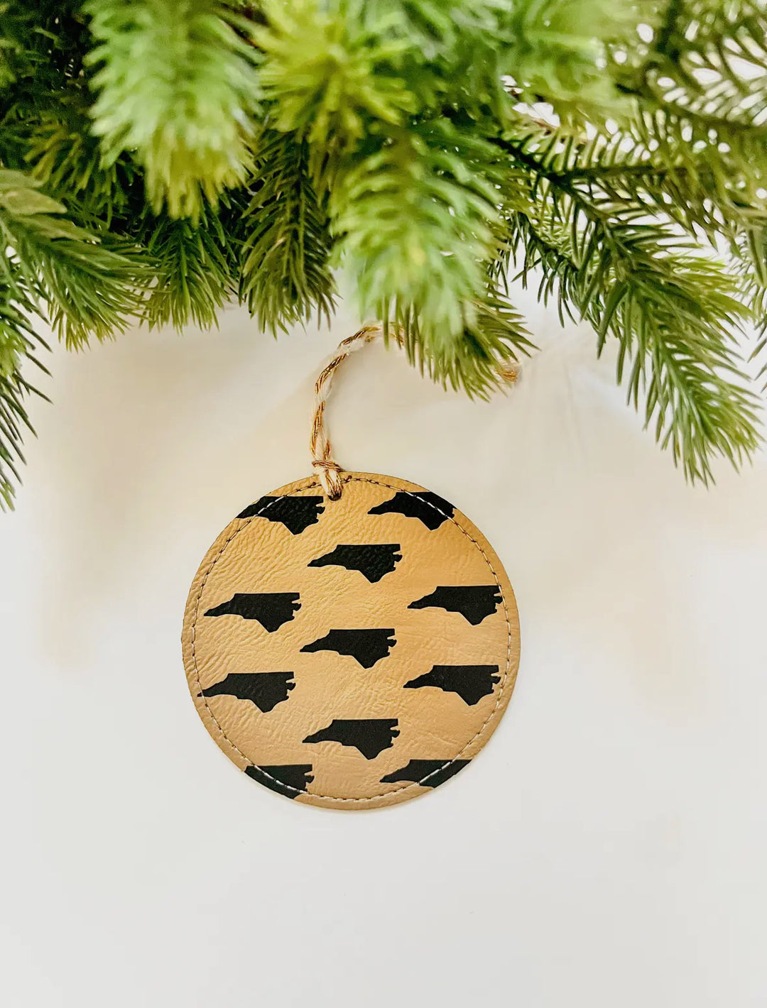 NC Map Leather Ornament