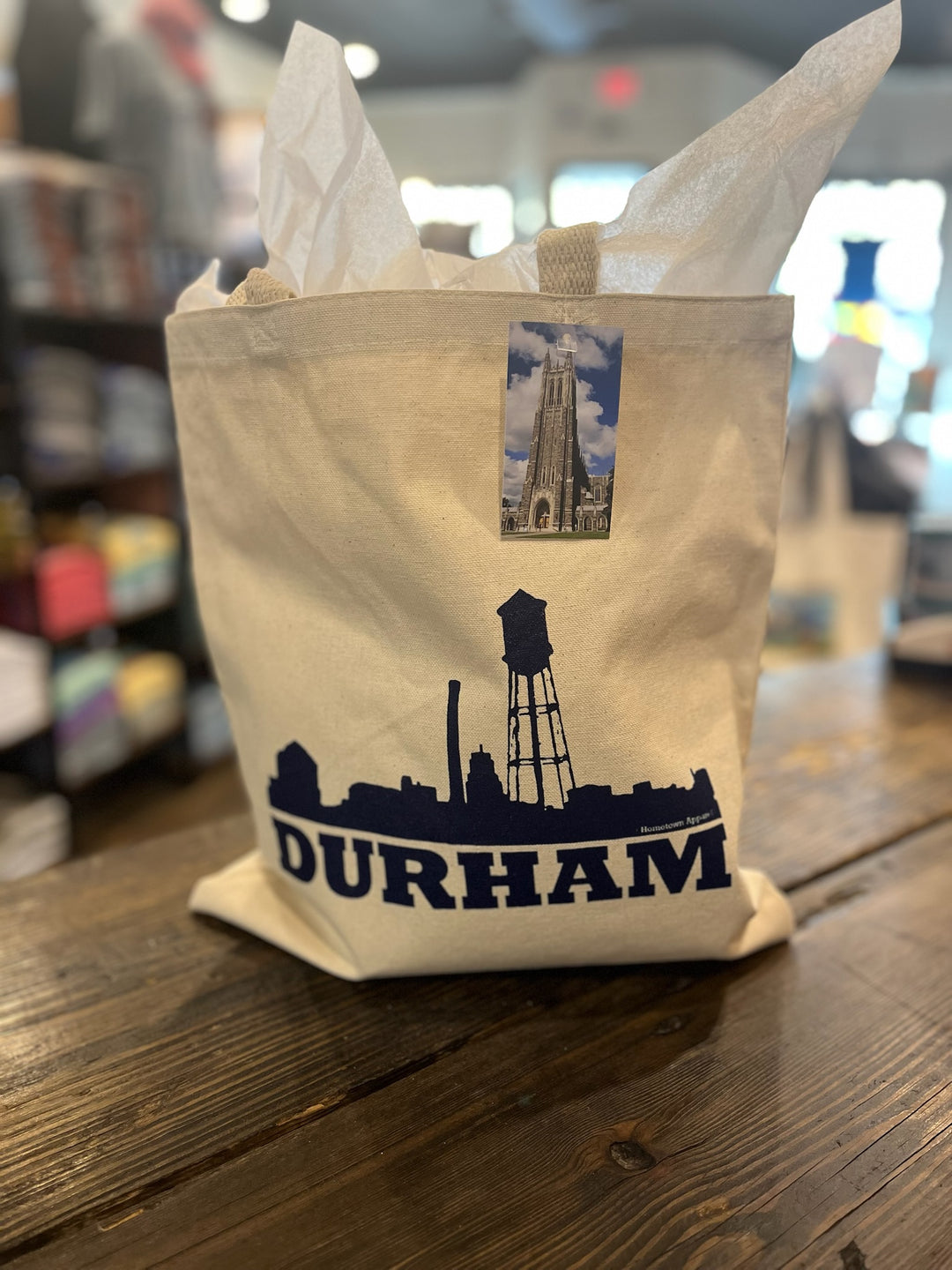 Durham Skyline Tote Bag #23 (Natural Canvas)