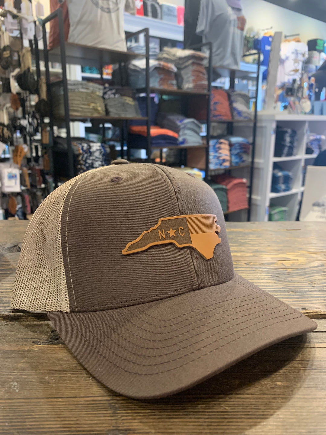NC Leather Patch Snapback (Brown)
