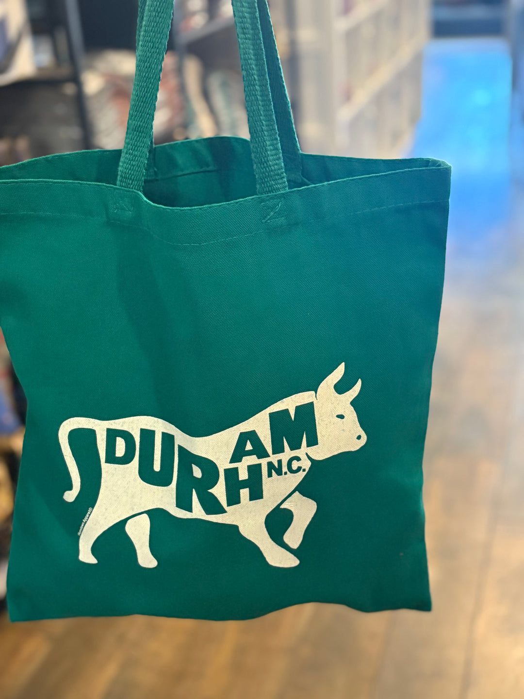Bull with Durham, NC Tote Bag #5 (Kelly Green)