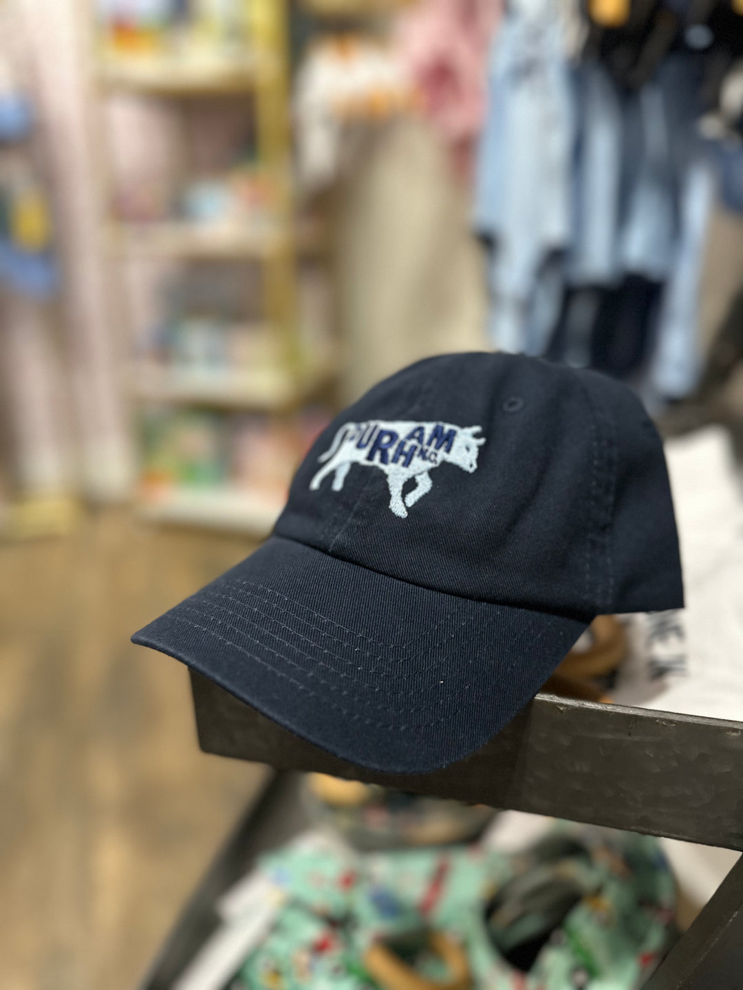 Bull with Durham, NC. Youth Hat #5 (Navy)