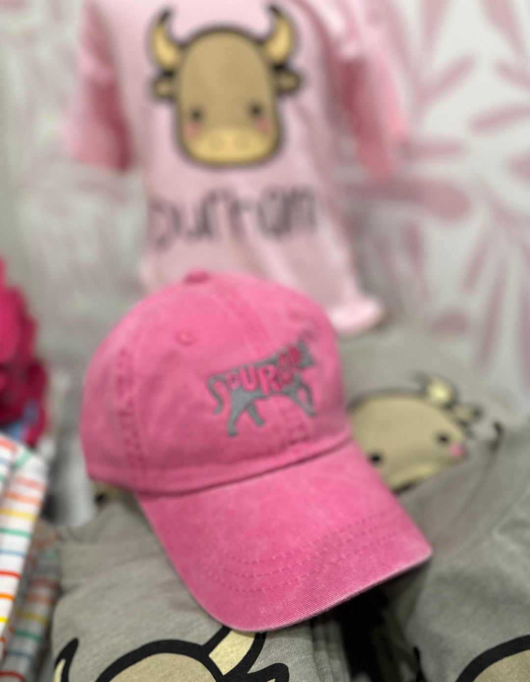 Bull with Durham, NC. Youth Hat #5 (Neon Pink)