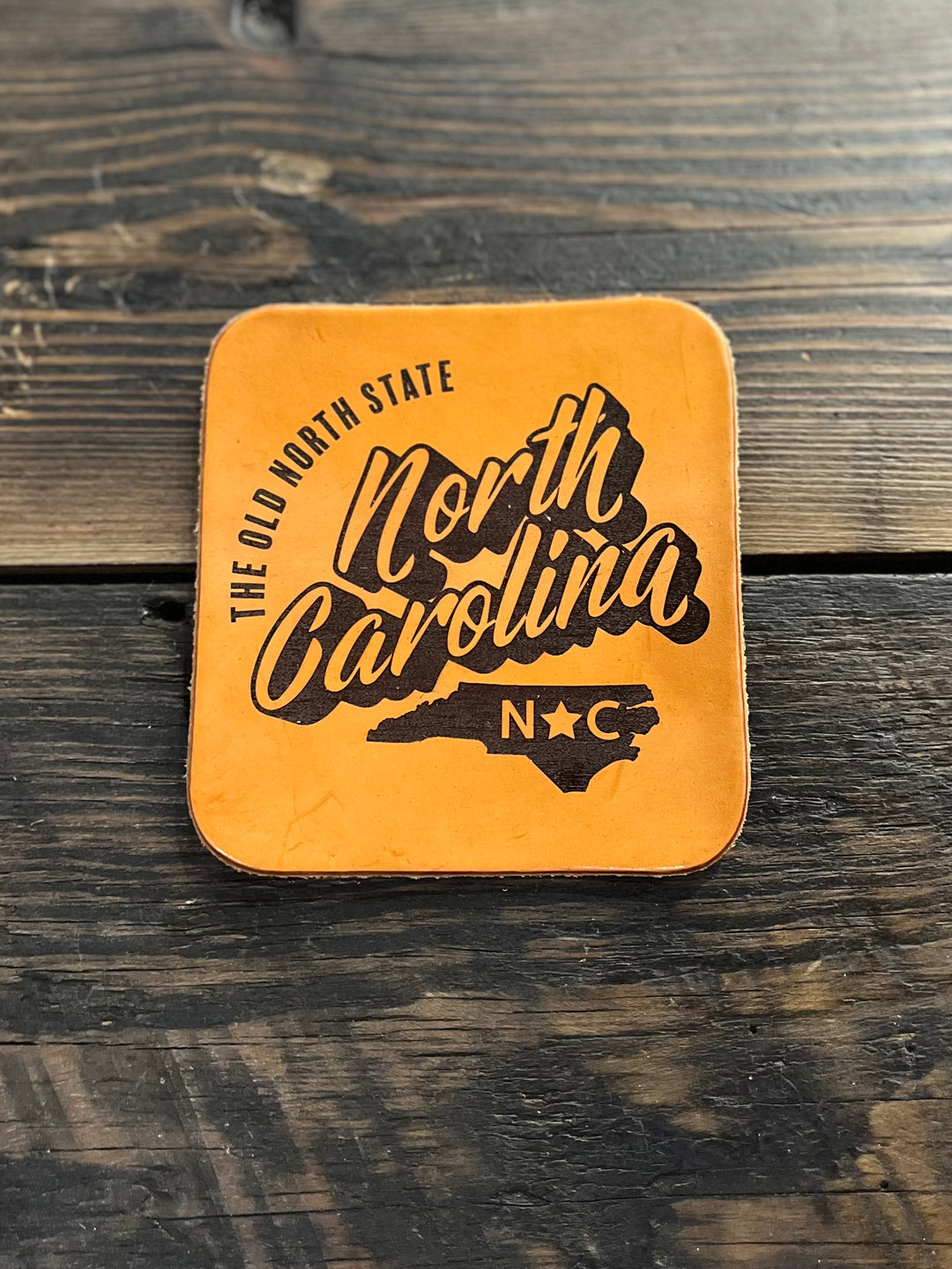 North Carolina Leather Coaster