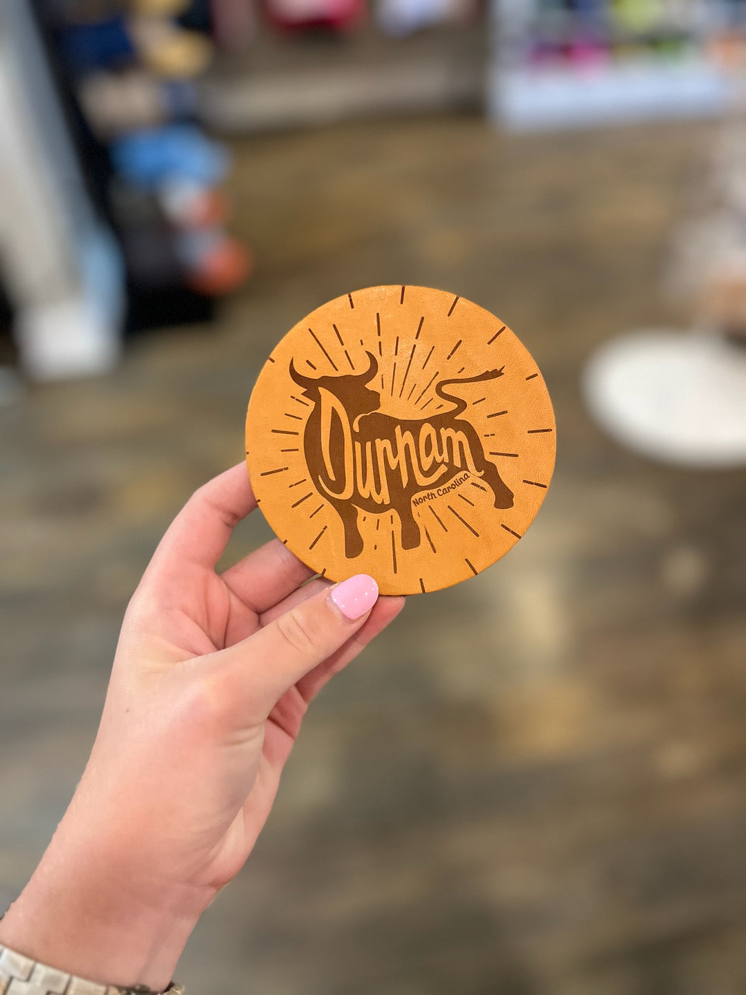 Durham Bull Leather Coaster