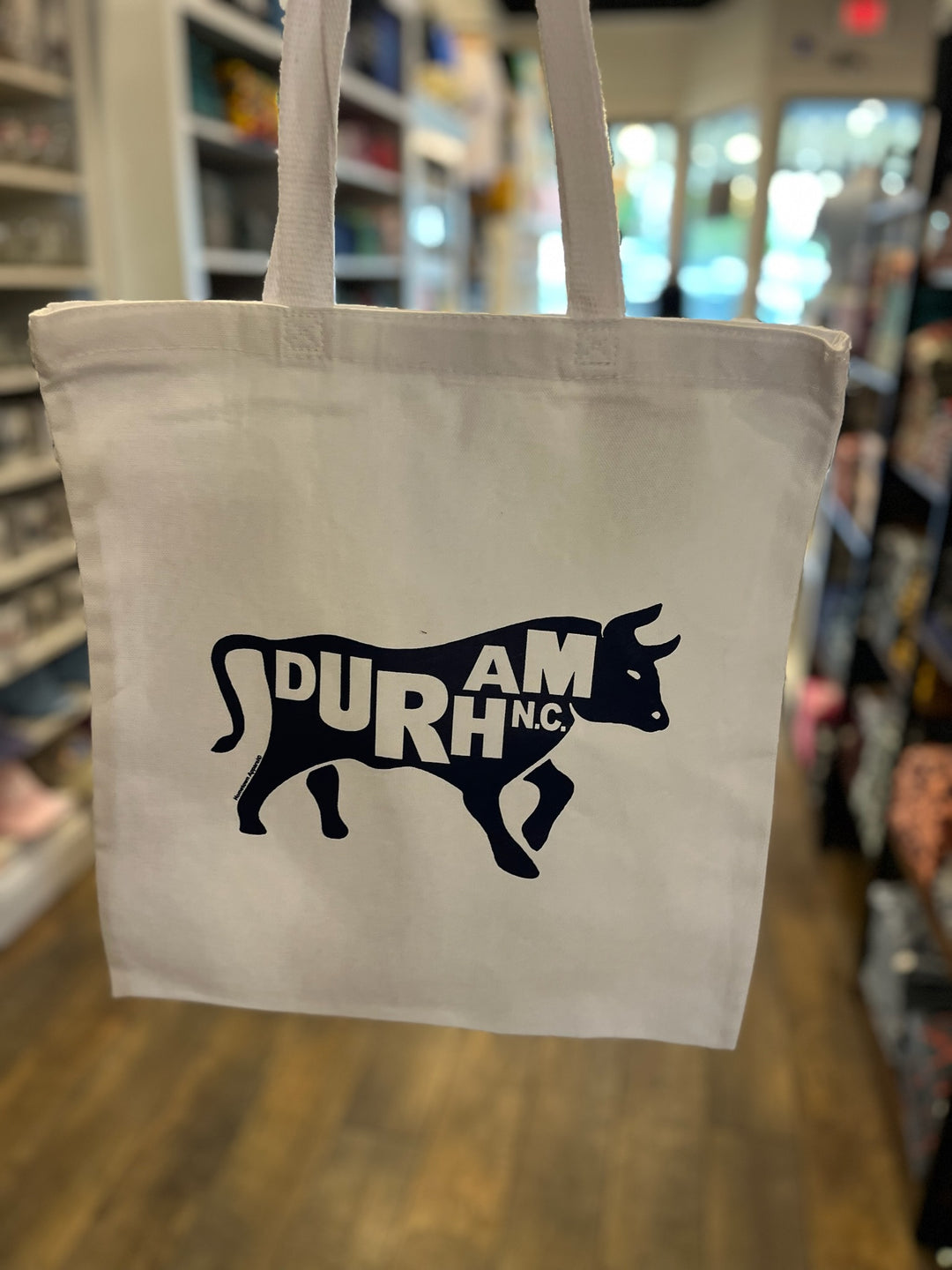 Durham with Bull Tote Bag #5 (White)
