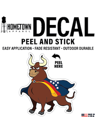 Bull with Flag Vinyl Decal #66