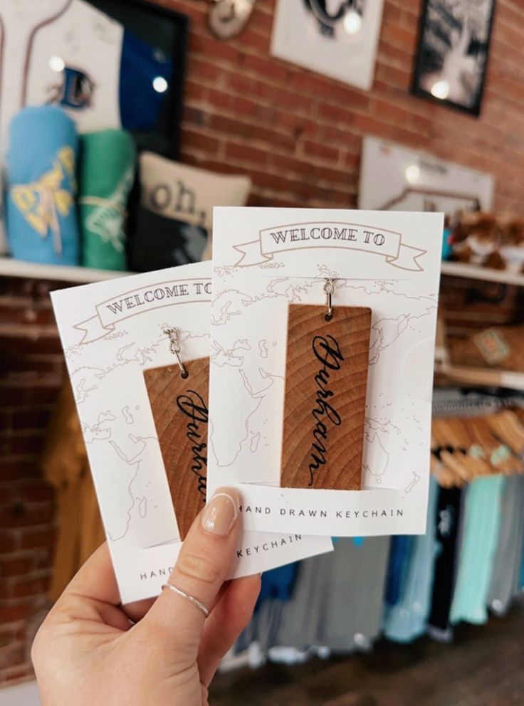 Wooden Durham Keychain
