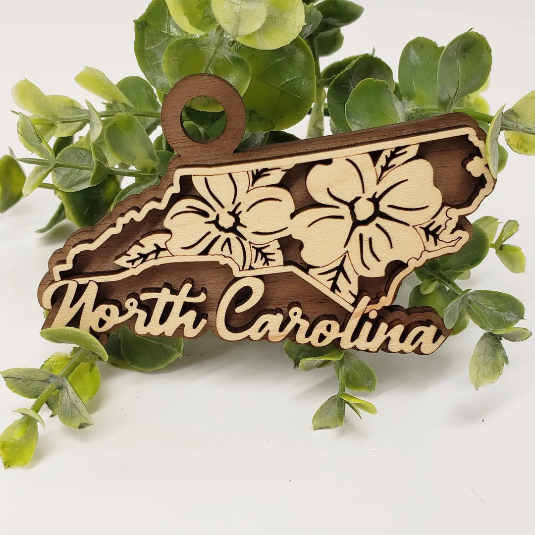 Wooden Flower NC Ornament