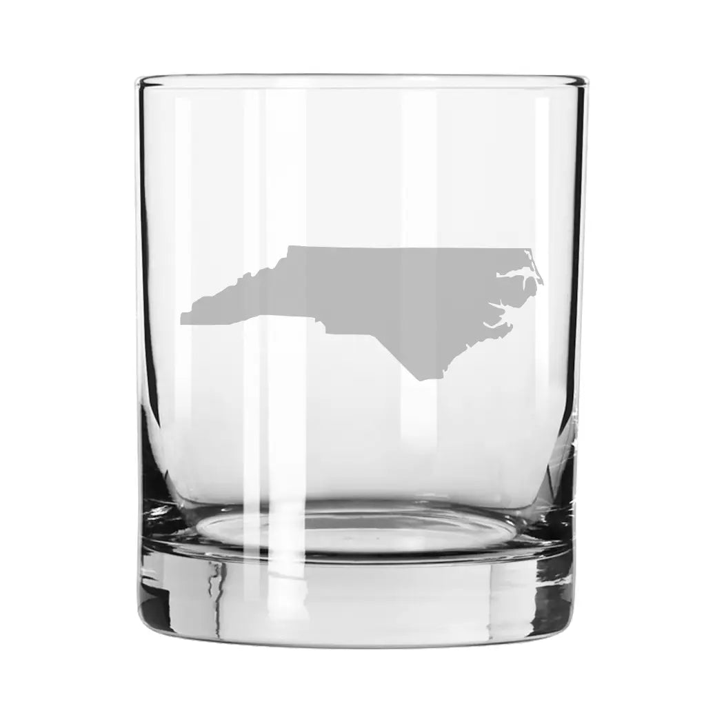 North Carolina Silhouette Rocks Glass