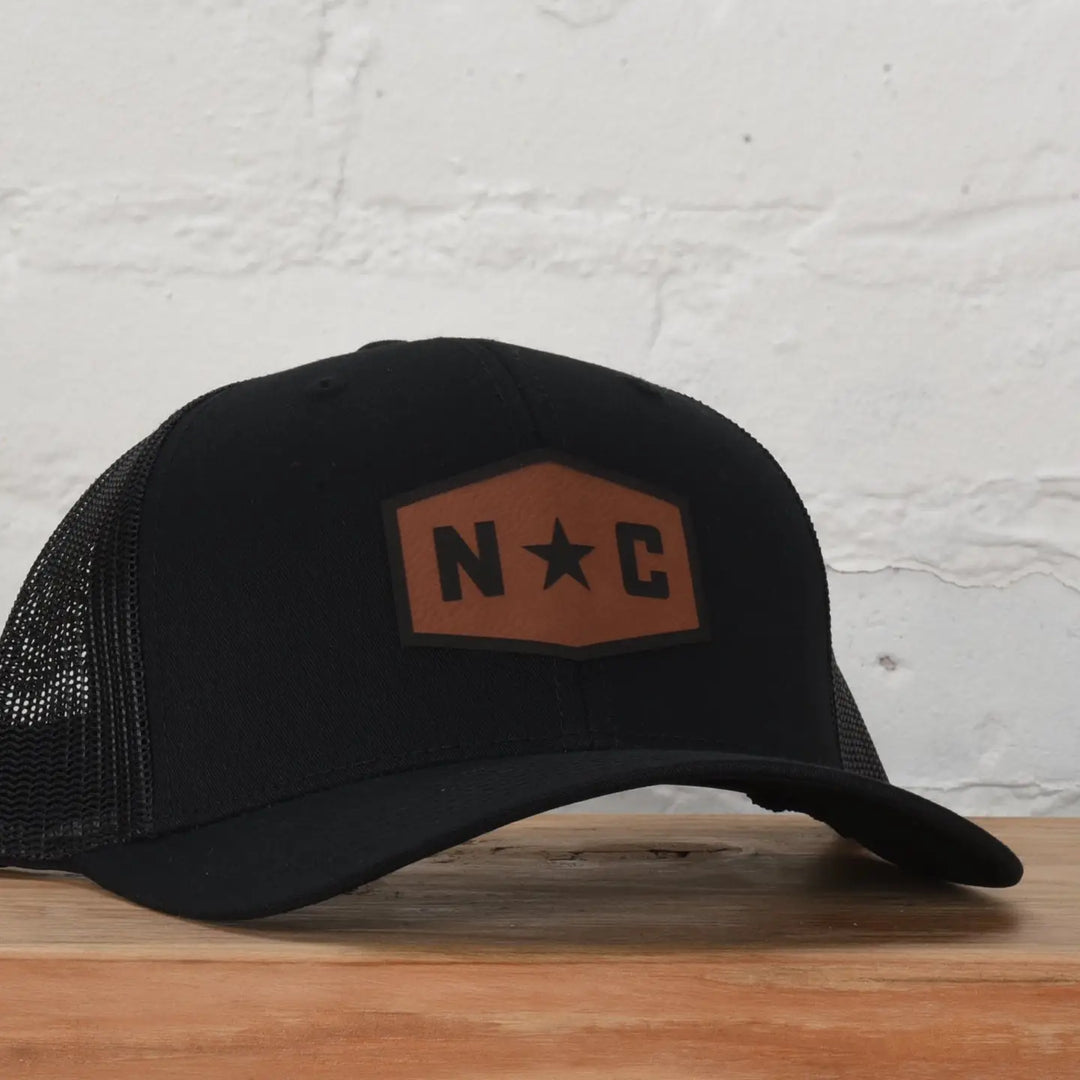NC Leather Patch Snapback (Black)