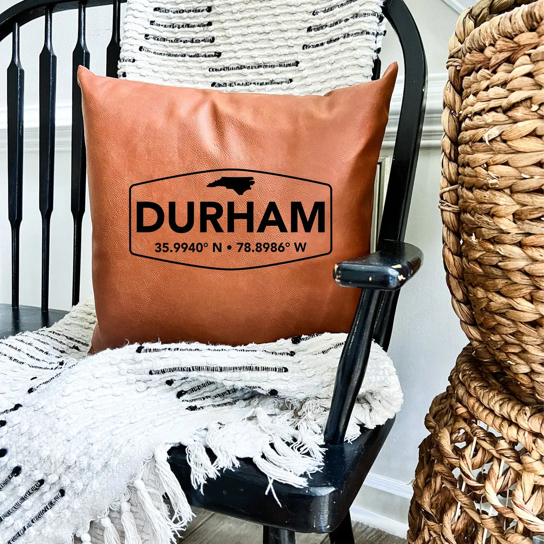 Durham Badge Leather Pillow