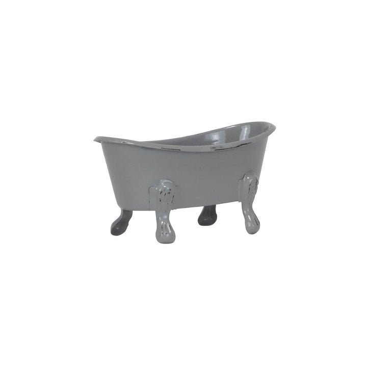 Gray Distressed Enamel Bathtub Soap Dish