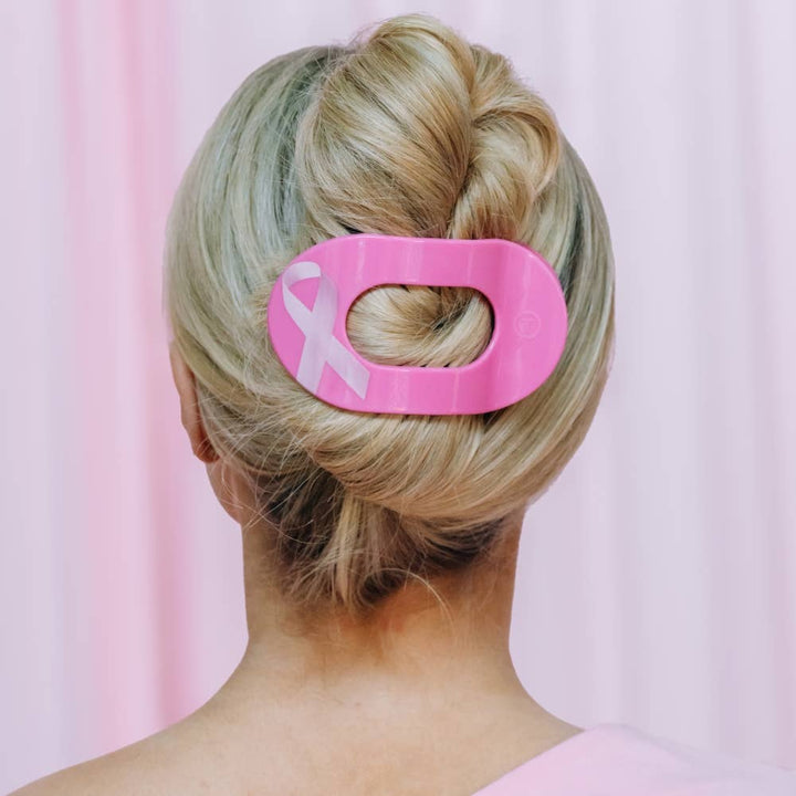 Breast Cancer Awareness | Large | Flat Round Hair Clip