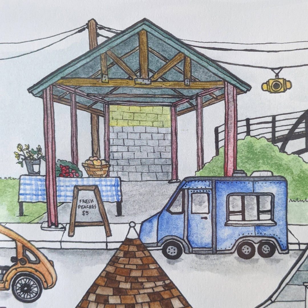 Durham Central Park, North Carolina watercolor art print: 8x10