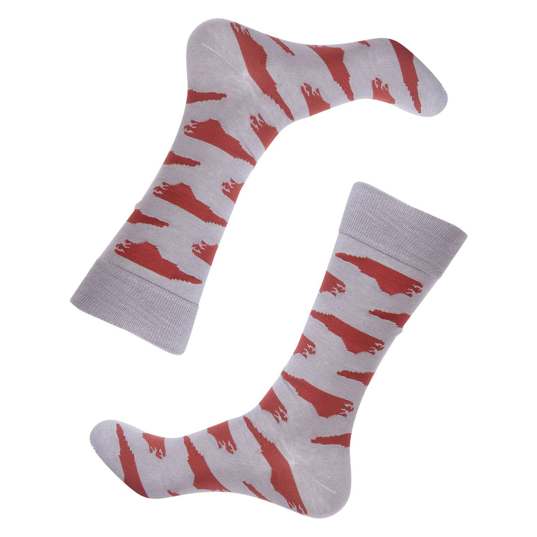 Grey/Maroon North Carolina Shape Socks