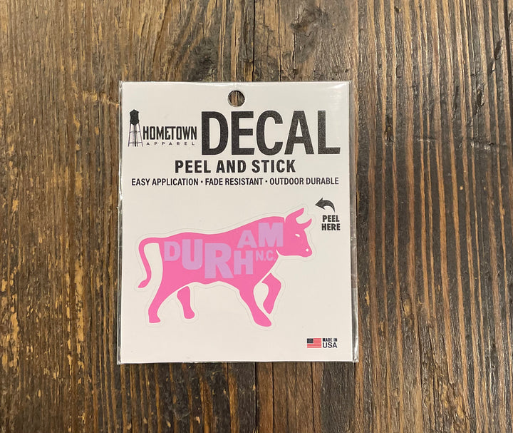 Durham NC Bull Vinyl Decal #5 in Pink