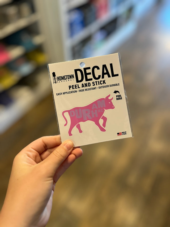 Durham NC Bull Vinyl Decal #5 in Pink