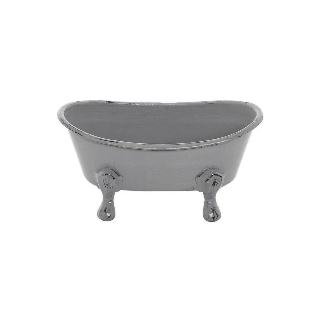 Gray Distressed Enamel Bathtub Soap Dish