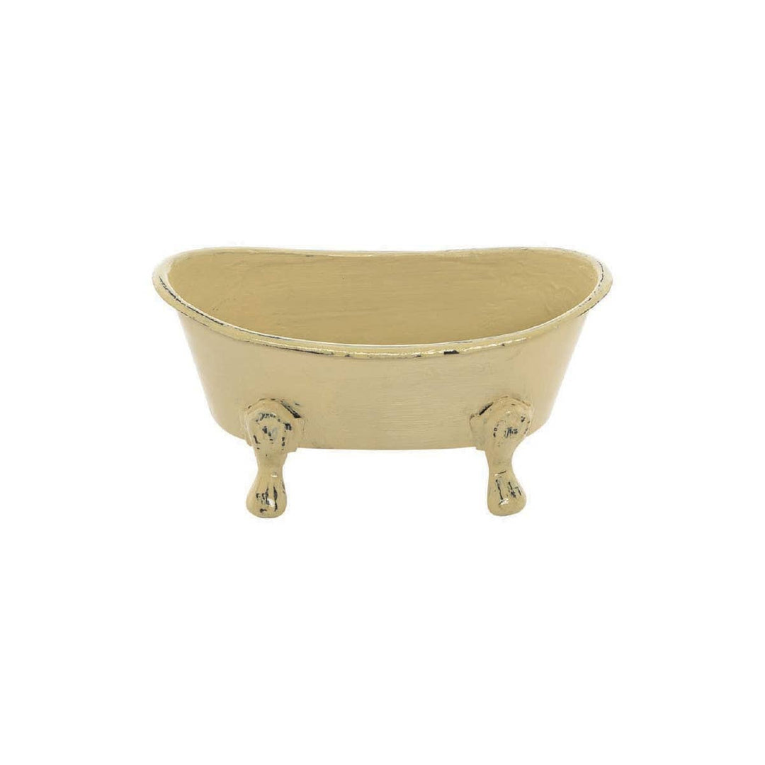 Yellow Distressed Enamel Bathtub Soap Dish