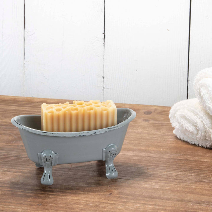 Gray Distressed Enamel Bathtub Soap Dish