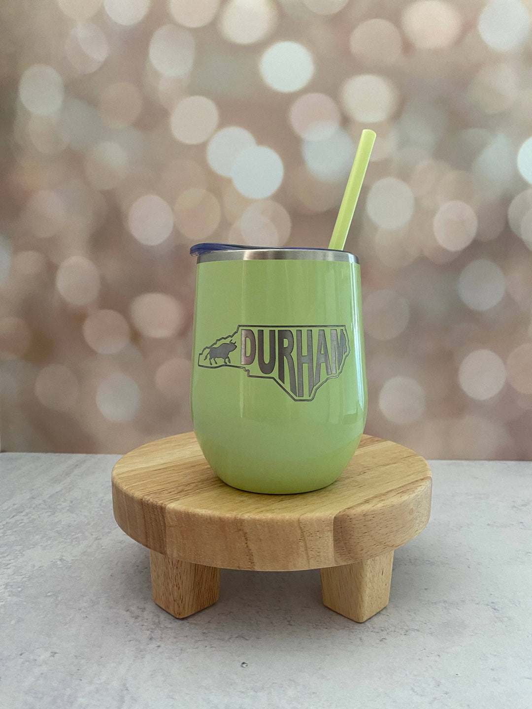 Durham NC wine tumbler: Mint