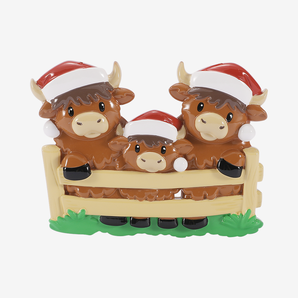 Bull Family Personalized Ornament: 3