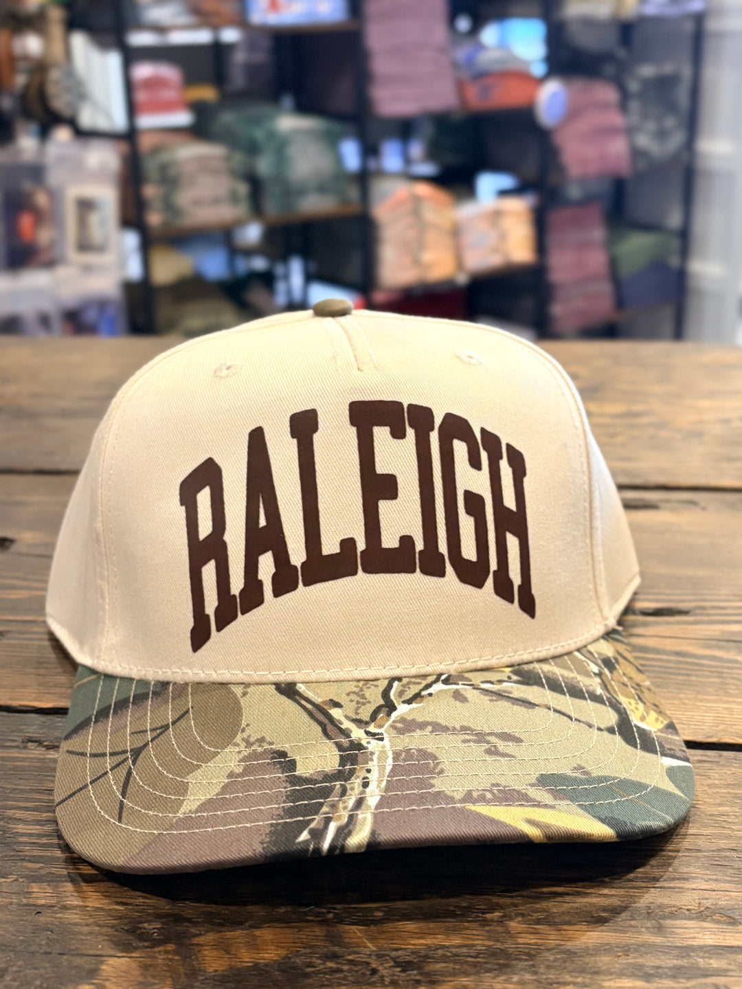 Raleigh, North Carolina Hat: Woodland Camo/Natural