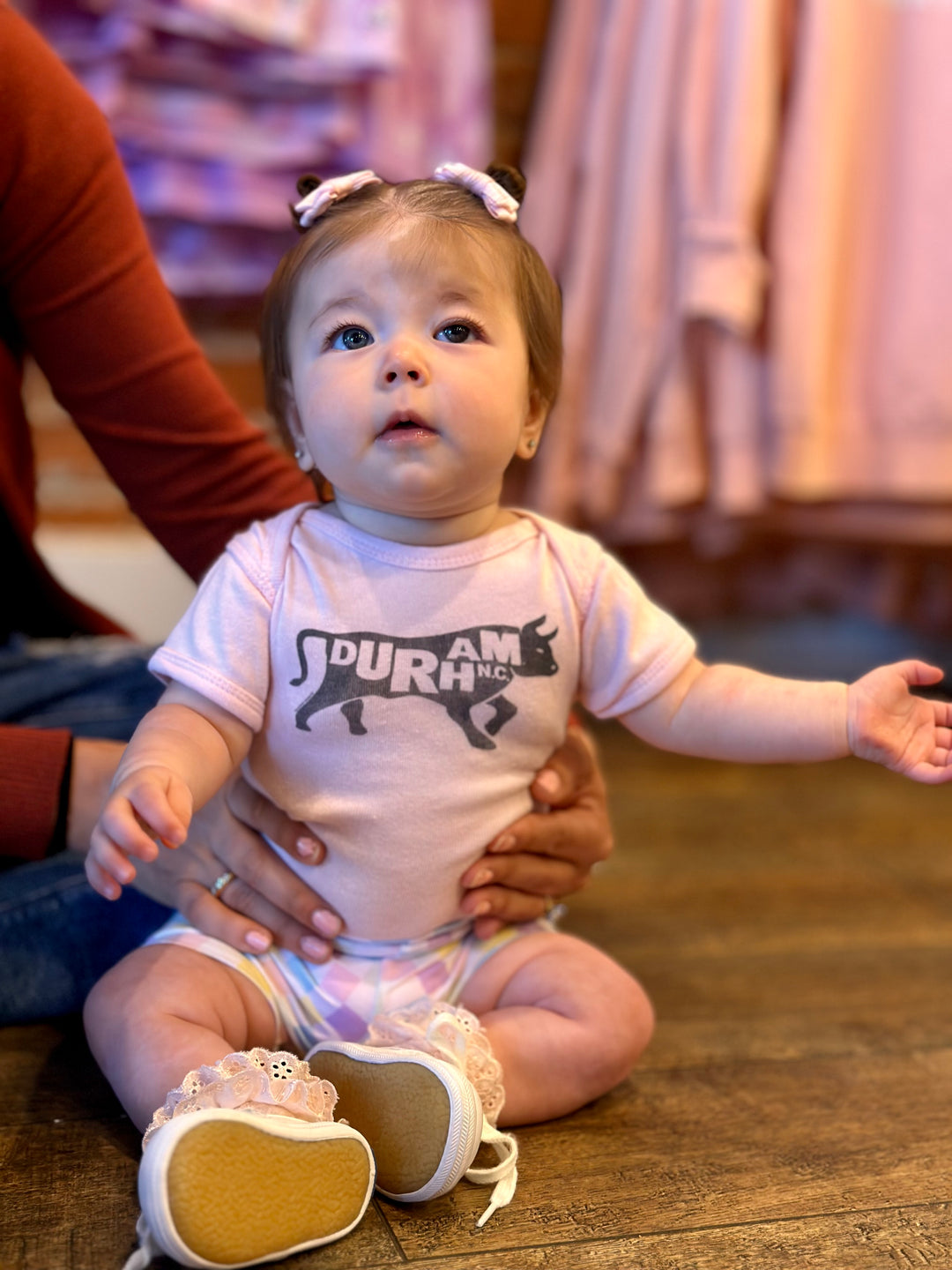 Durham with Bull, NC. Onesie #5 (Ballerina)