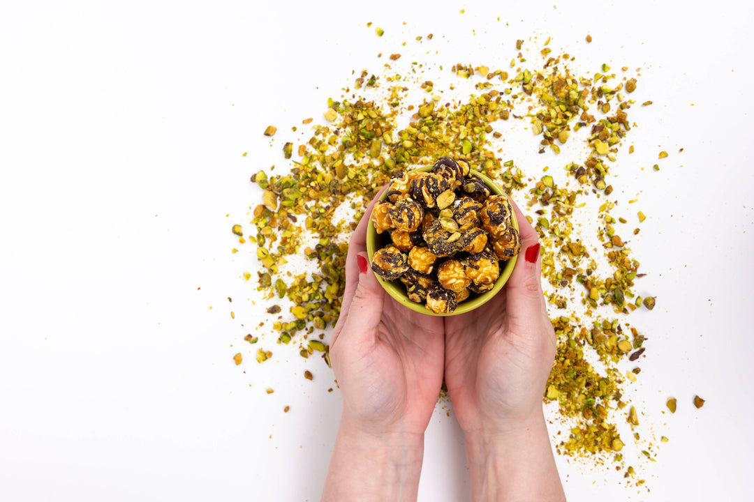 Dark Chocolate Pistachio Cylinder Holiday Popcorn