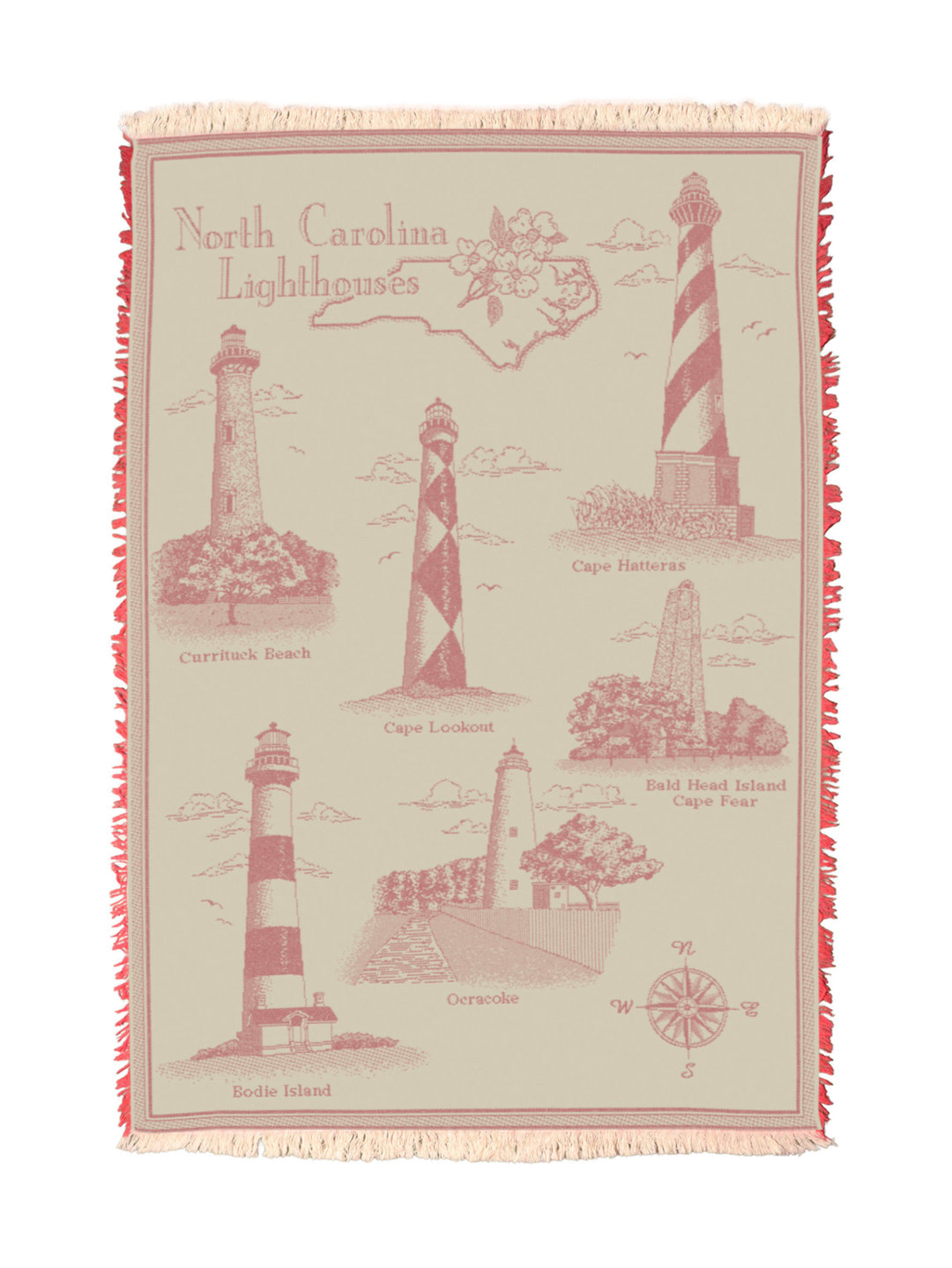 Lighthouses Of Nc Towel: Pink
