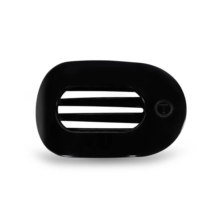 Jet Black Flat Round Hair Clip