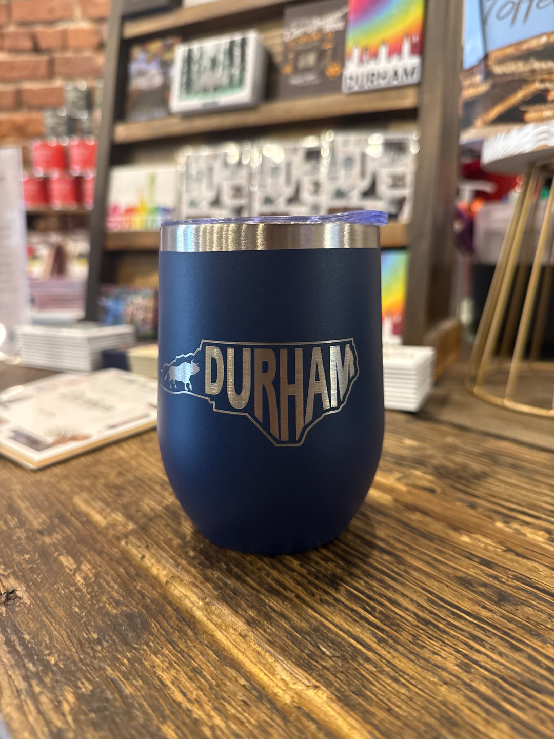 Durham NC wine tumbler: Navy