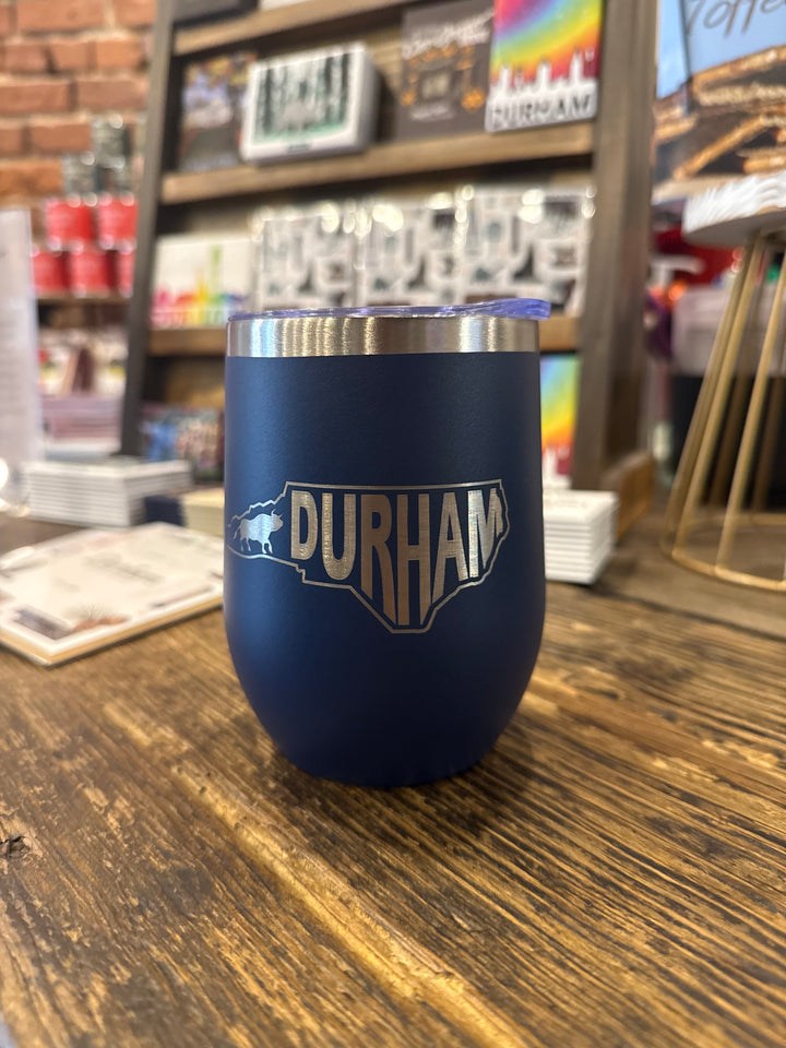 Durham NC wine tumbler: Navy