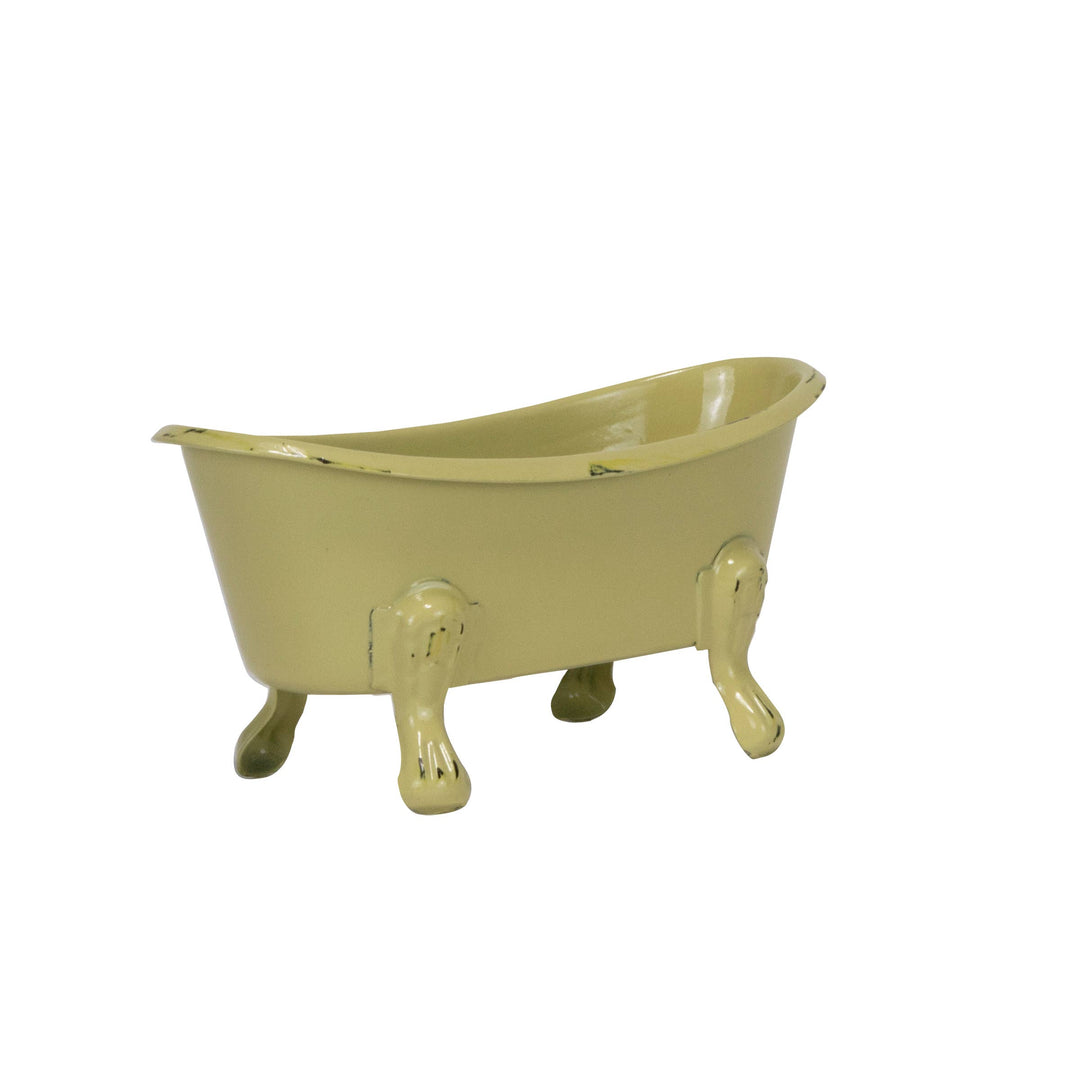 Yellow Distressed Enamel Bathtub Soap Dish