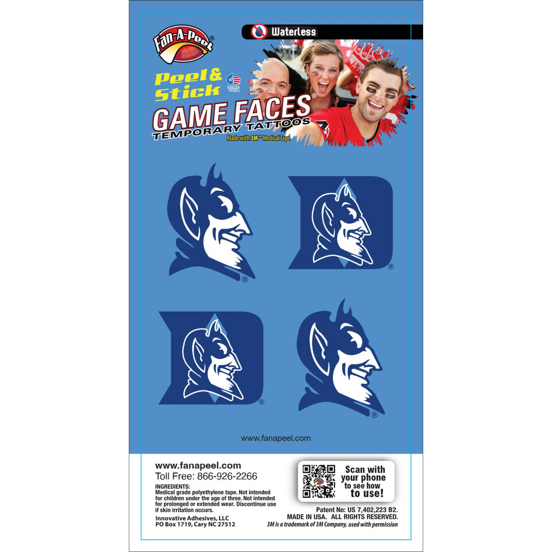 Duke  Game Faces® Temporary Tattoos