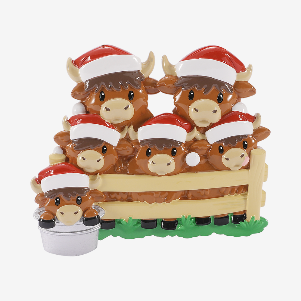 Bull Family Personalized Ornament: 6