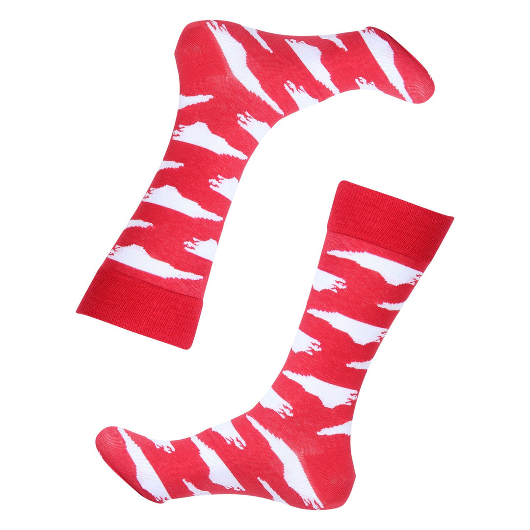 Red/White North Carolina Shape Socks