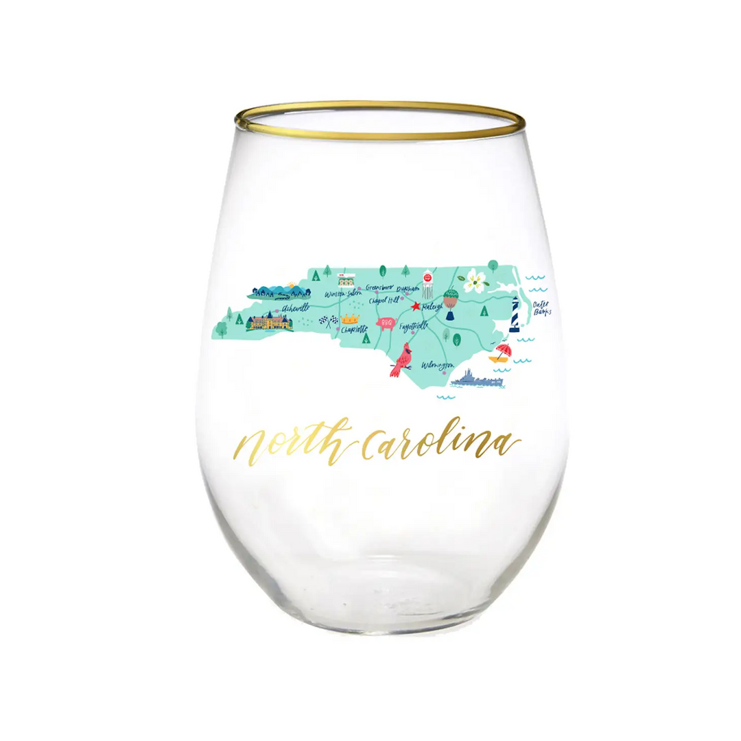 North Carolina Wine Glass