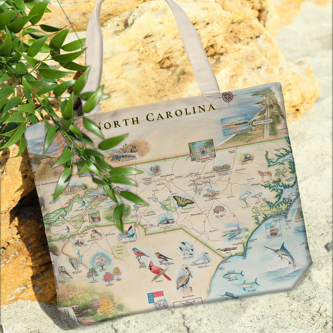 North Carolina State Map Canvas Tote Bag