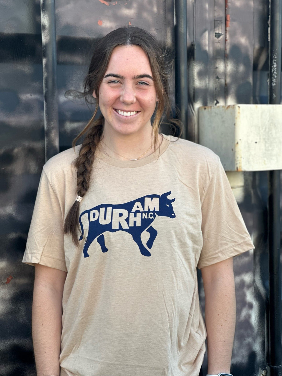 Bull with Durham, NC. T-Shirt #5 (Sand Dune)