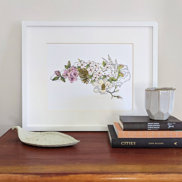 North Carolina Native Plants watercolor art print: 8x10
