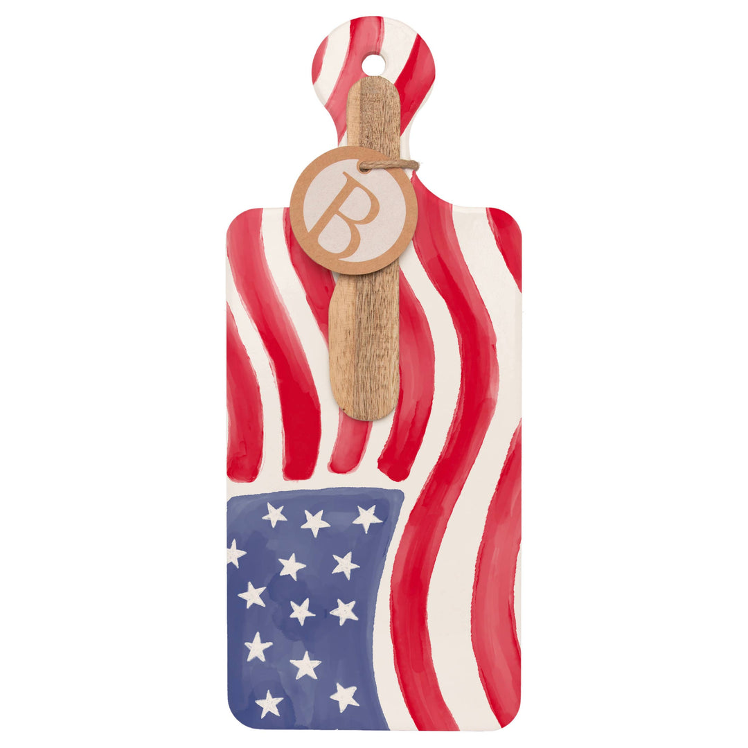Stars & StripesCheese Board & Wood Spreader Set
