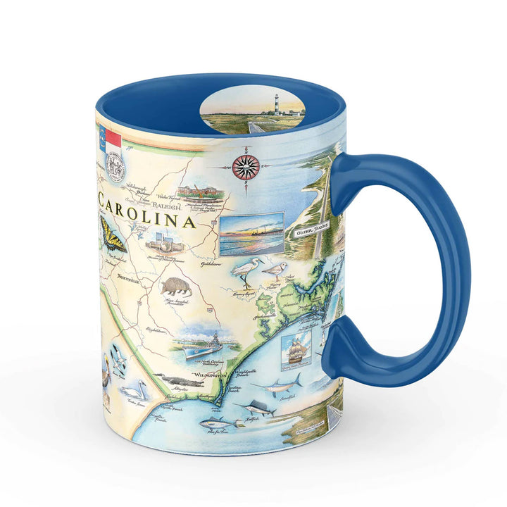 North Carolina State Map Mug – 16 oz Cerami, Blue